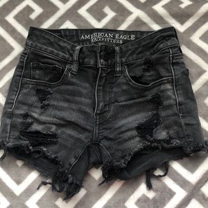 Black American Eagle ripped jean shorts